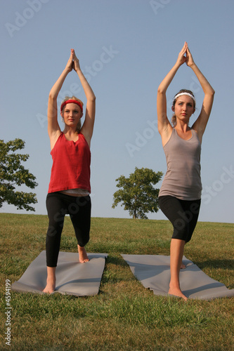 Teen Sisters Practice Yoga