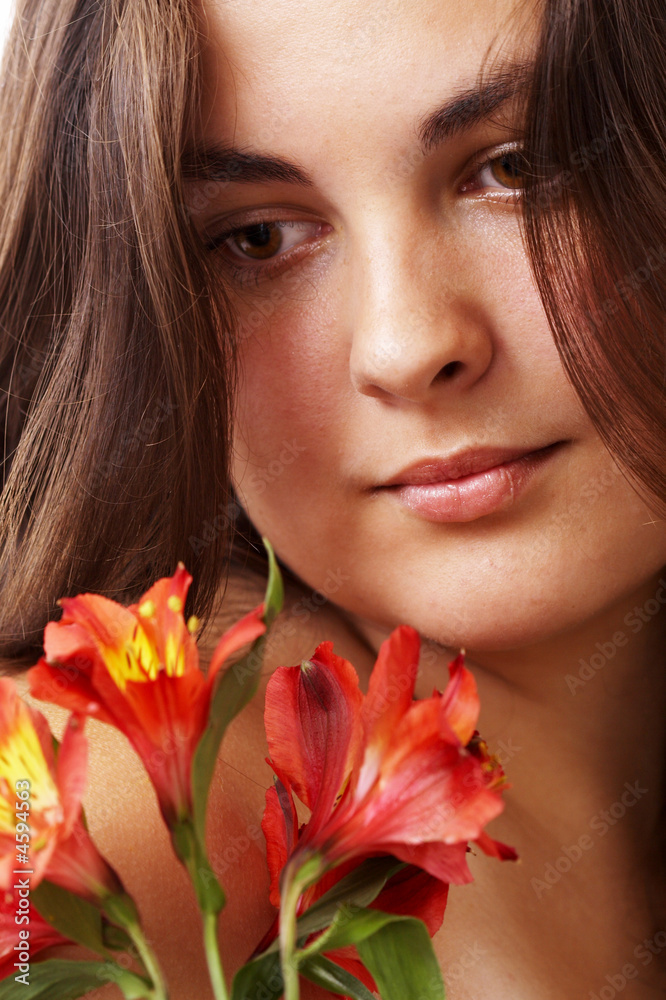 portret of a woman and flower portret of a woman and flower