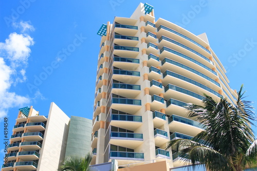 Tropical apartment building over looking the ocean