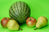 water-melon, apples and pears