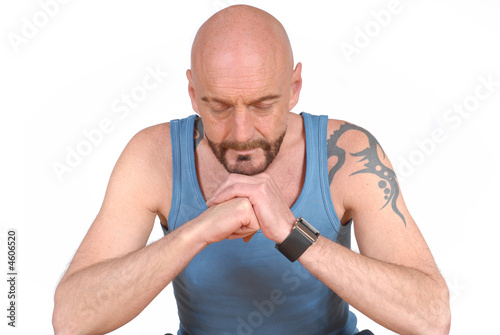 Middle aged man, meditating photo