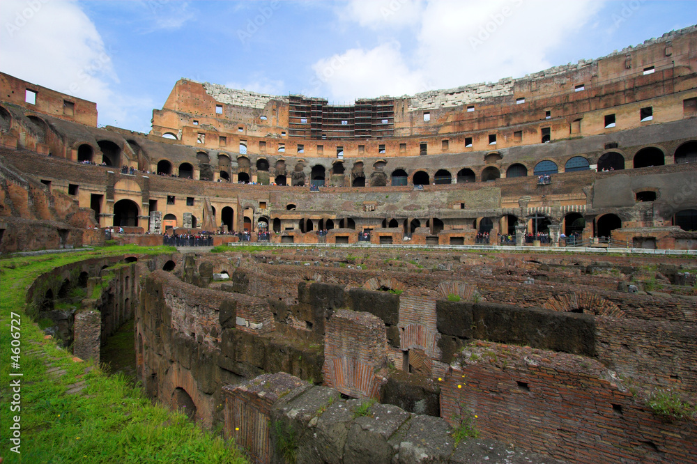 inside of famous Colosseum or Coliseum in Rome 
