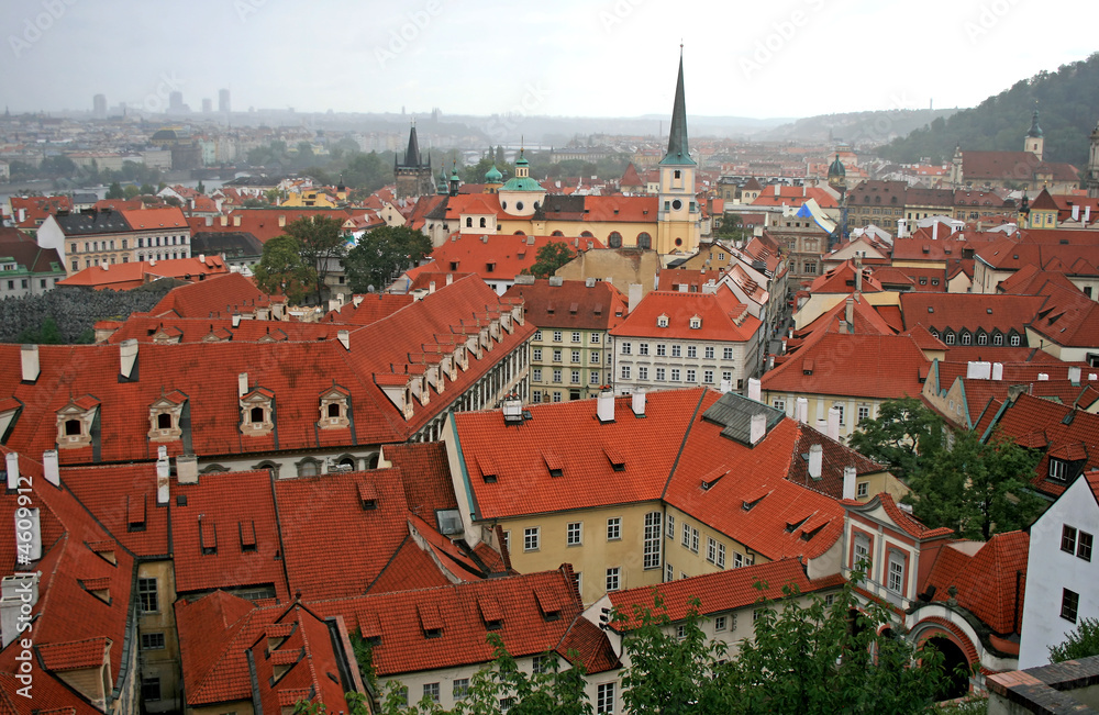 The aerial view of Prague City
