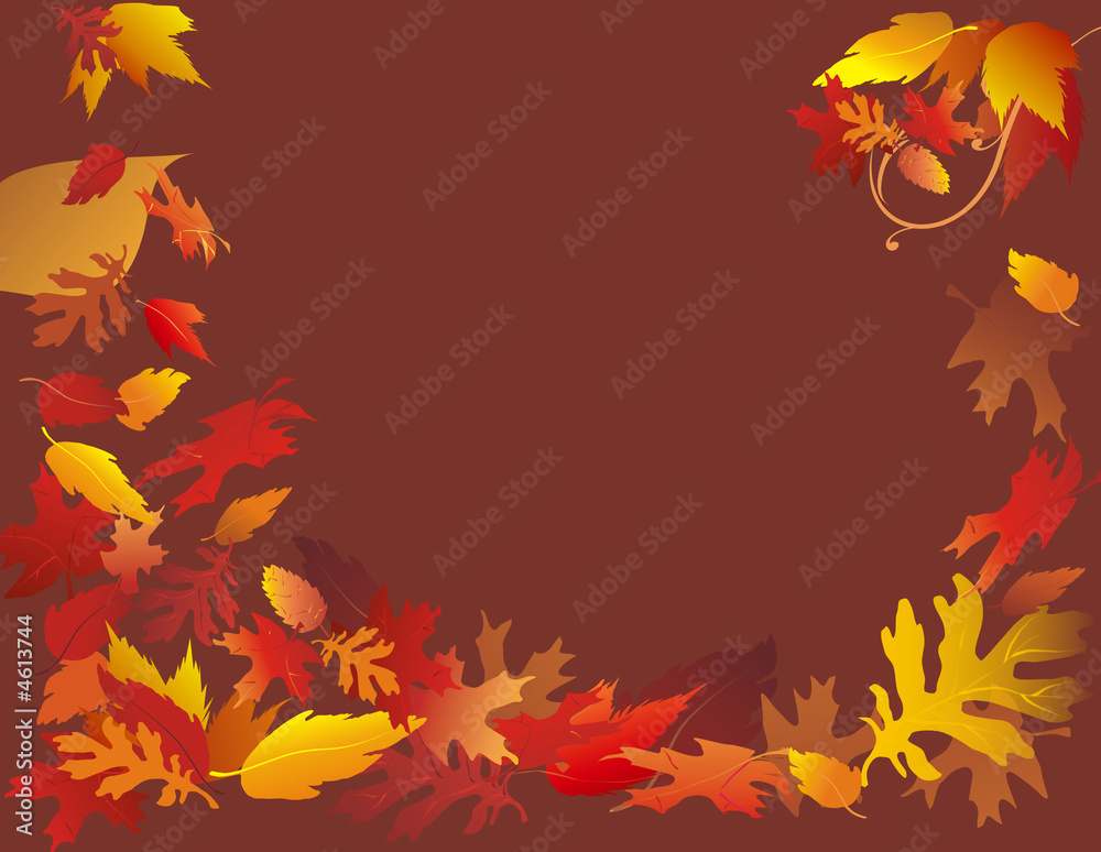 Autumn Leaves on Brown Background Autumn Leaves on Brown Background