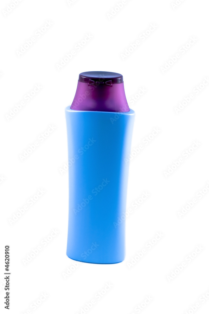Blue bottle on white background