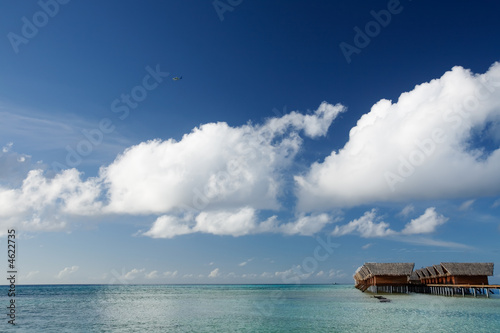 Water bungalows in the ocean
