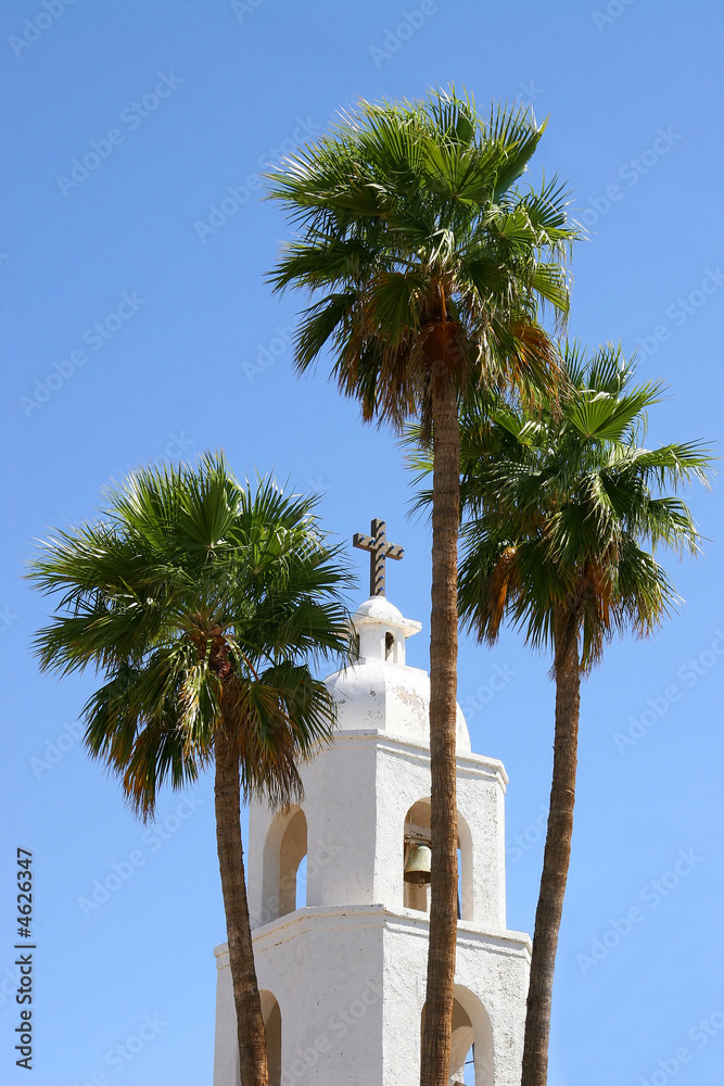 Fototapeta premium St. Thomas Mission bell tower in Yuma, AZ.