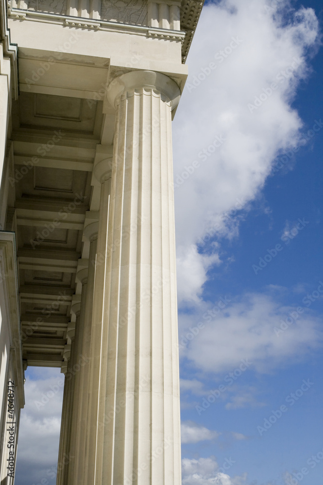 Stone Columns with Portico roof viewed from the right side