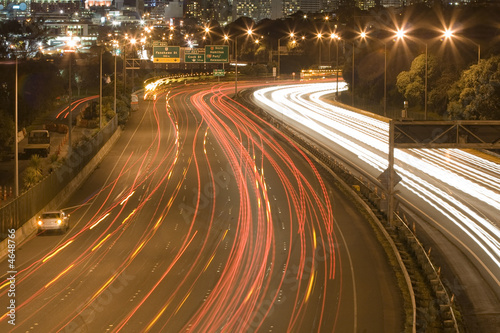 Vehicle Lights at Night on motorway