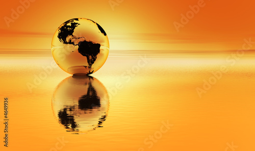 Planet earth in glowing orange © Vivid Pixels