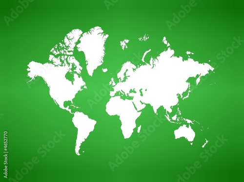 Fototapeta Naklejka Na Ścianę i Meble -  world map on green gredient background