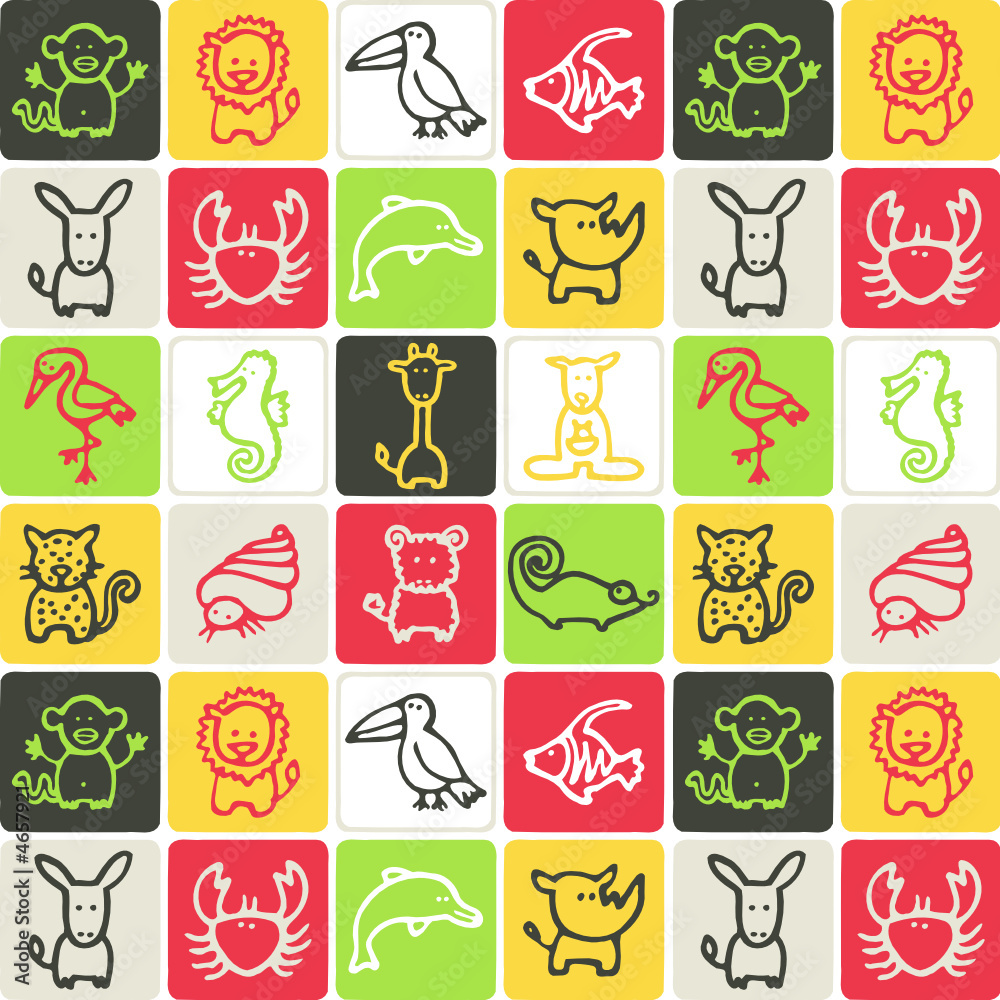 animaux - motif damier