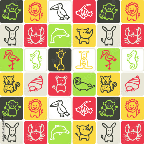 animaux - motif damier