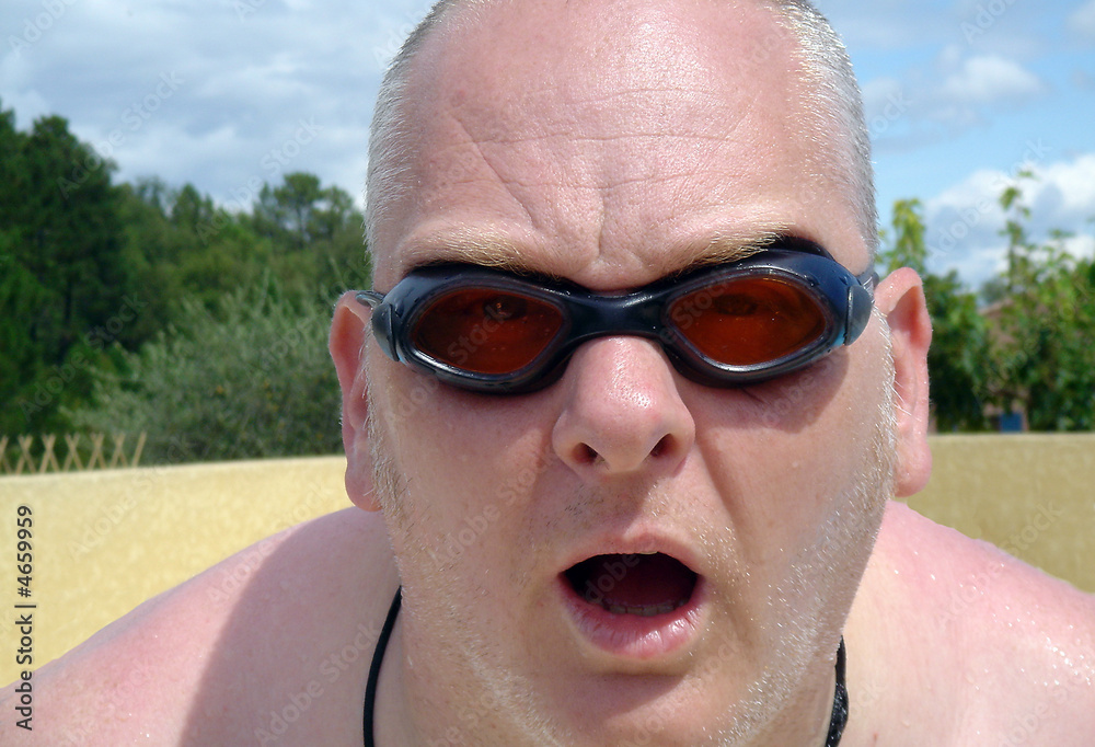 Man with swimming glasses Man with swimming glasses