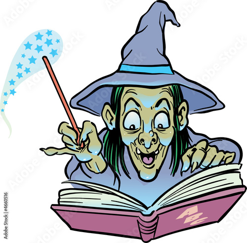 A wicked witch casting a magic spell