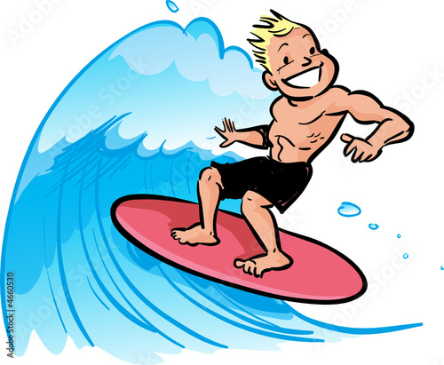 A surfer catching a wave (surfing)