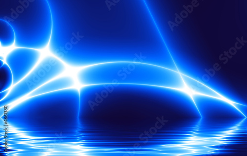Dance of Blue Lights over water, fractal02z2b