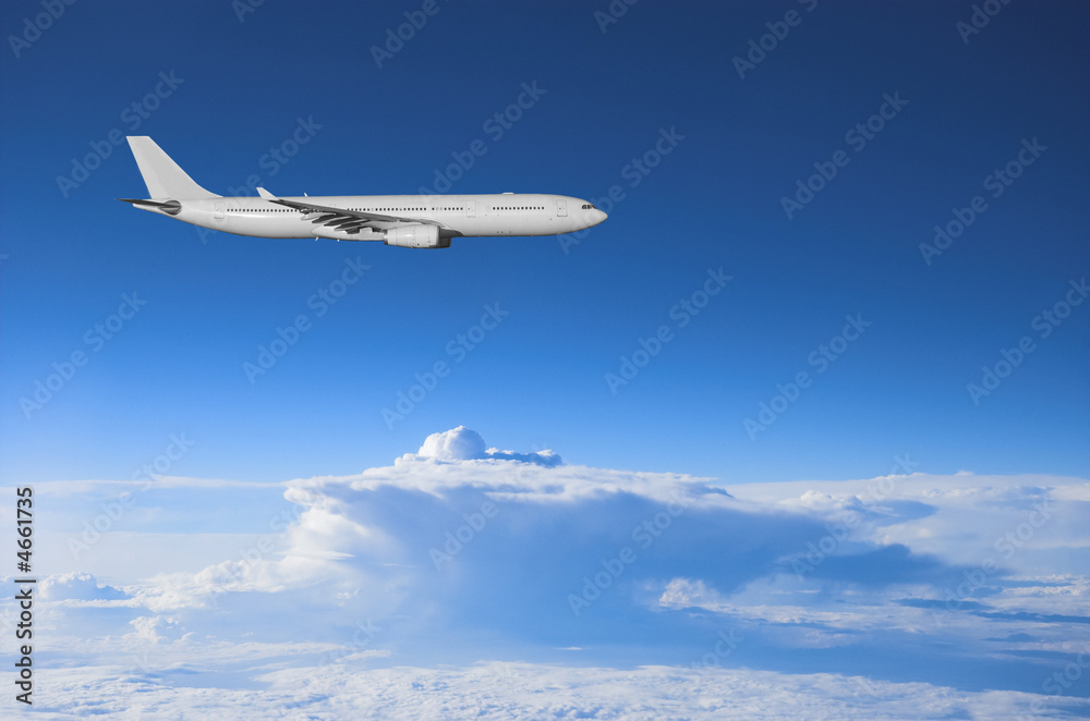 Fototapeta Samolot wysoko nad pogodą