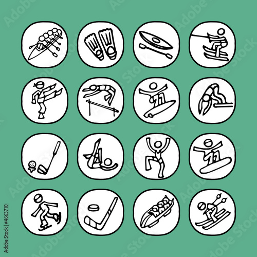 black and white icons set - sports 2