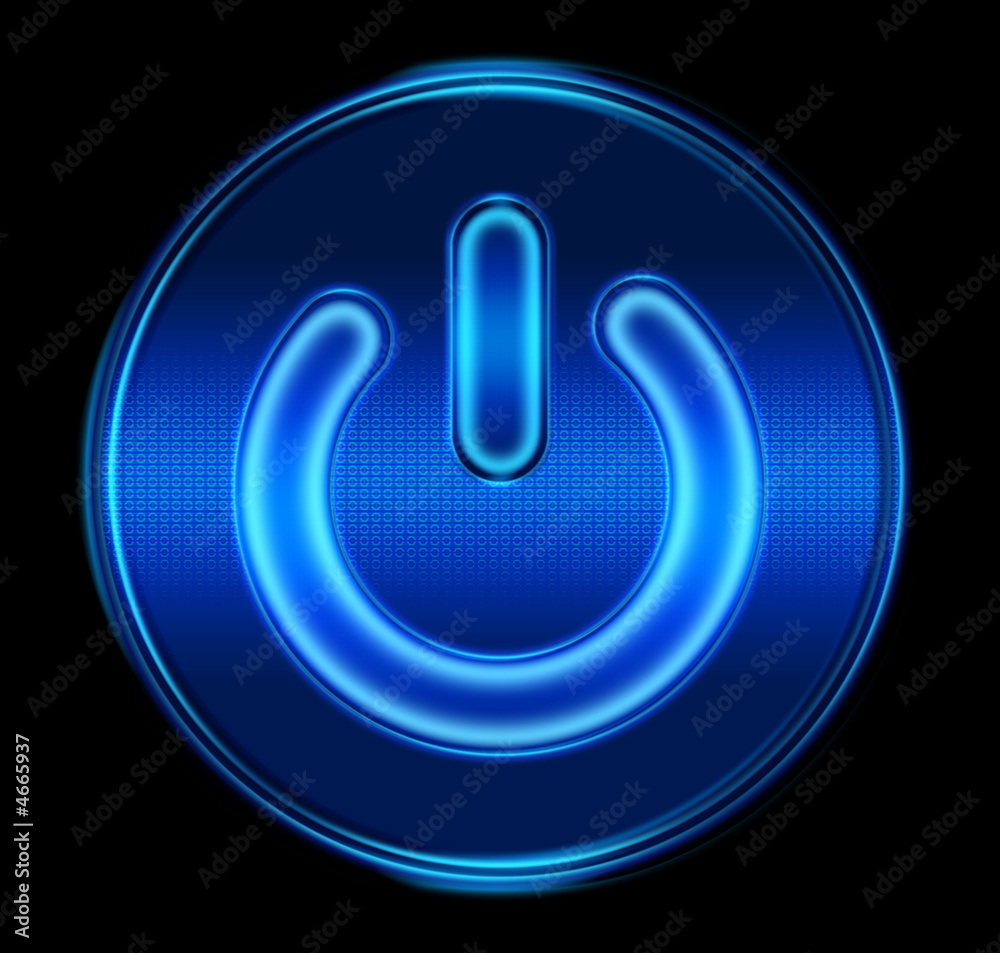 power button icon, isolated on black background. power button icon, isolated on black background.