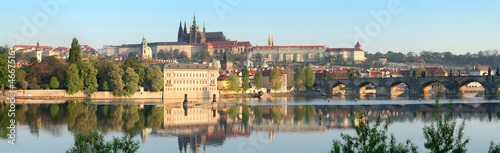 Prague Castle and Charles Bridge panoramiv view