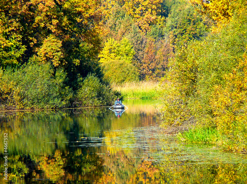 fishing on autumn lake