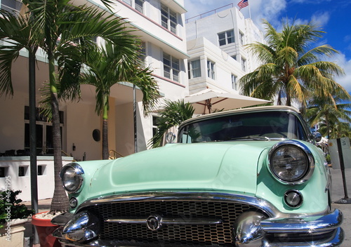 Antique automobile on ocean drive,