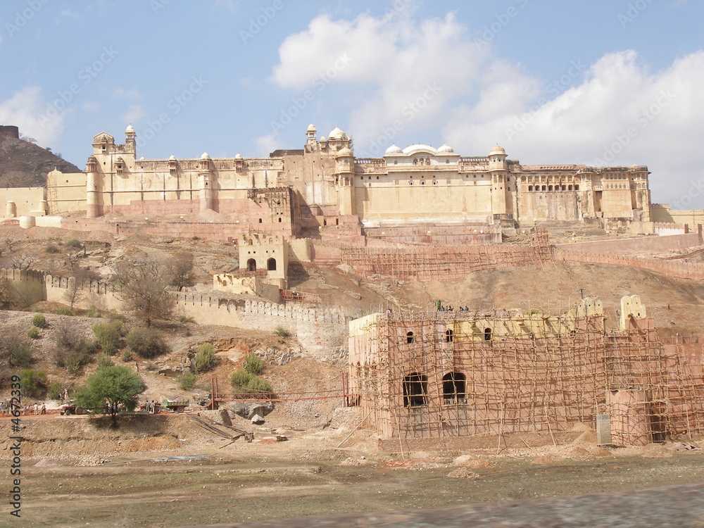 Historic fort with perfect stonework in India
