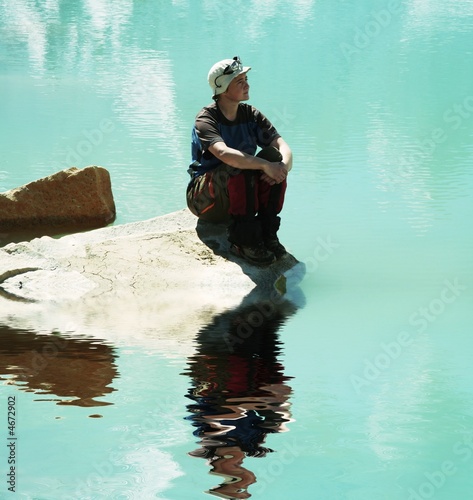 Girl on lake photo