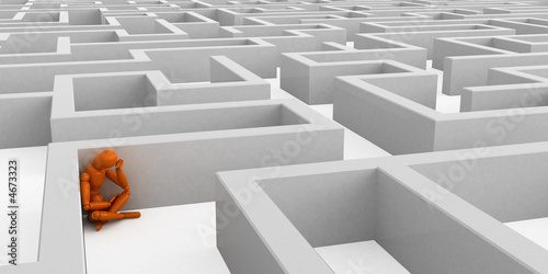 Orange mannequin in maze