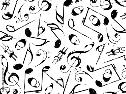 grunge musical notes black on white 
