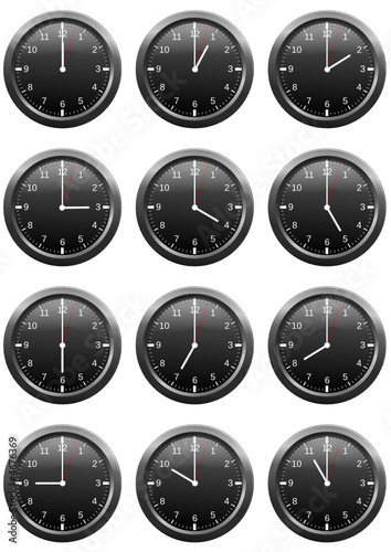 Collection d'horloges heure par heure