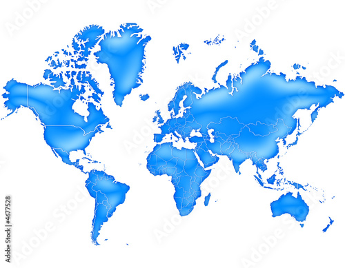 Carte du Monde Bleu Oc  an