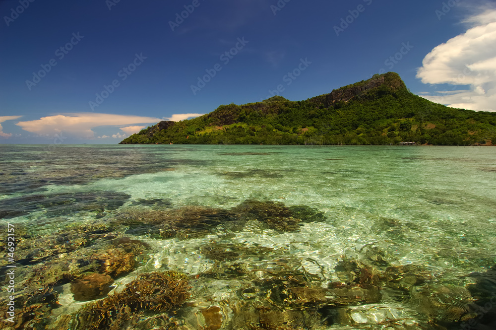Tropical beach with coral reef, Malaysia