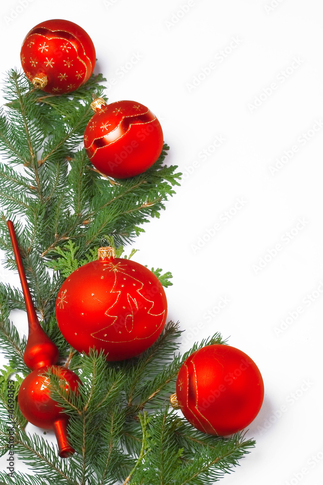 Christmas frame with red balls Christmas frame with red balls