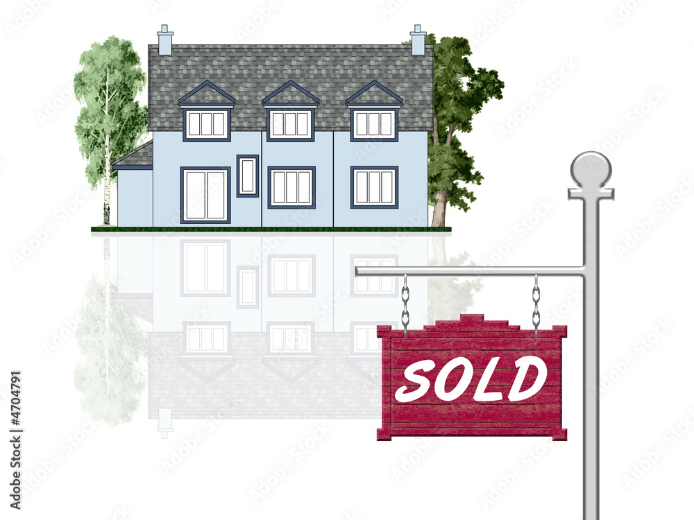 Obraz premium Sold house announcement, isolated illustration