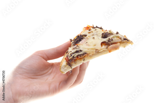 Piece of pizza in a hand