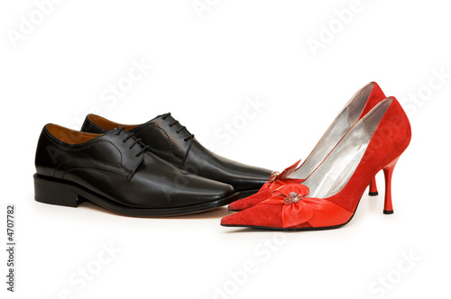 Black and red shoes isolated on white
