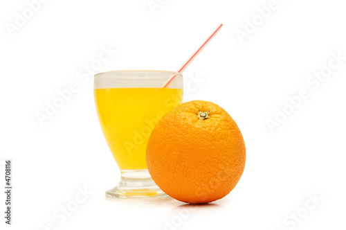 Orange and orange juice isolated in white