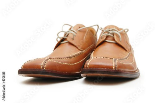 Orange male shoes isolated on the white
