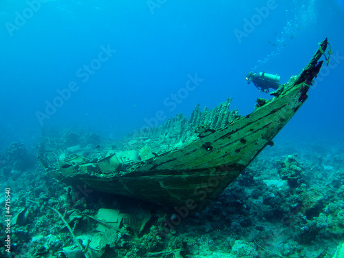 Diver over a wreck
