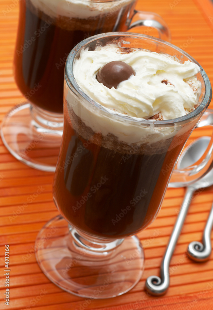 Closeup of coffee with cream Closeup of coffee with cream