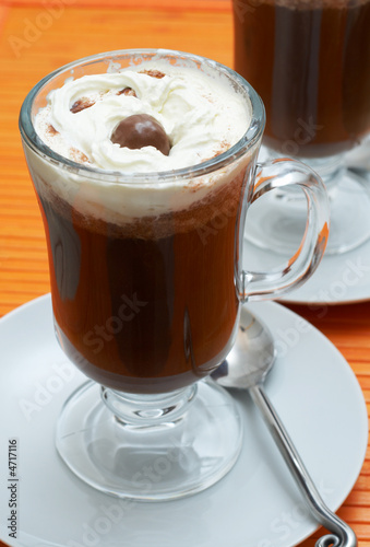 Closeup of coffee with cream