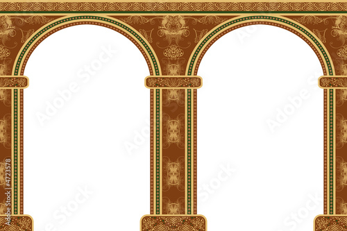 Arch with ornaments, isolated against white