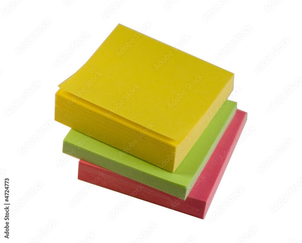 Three colorful memo pads Three colorful memo pads