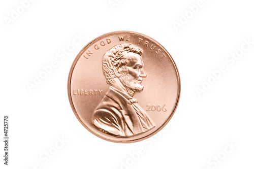 penny isolated closeup