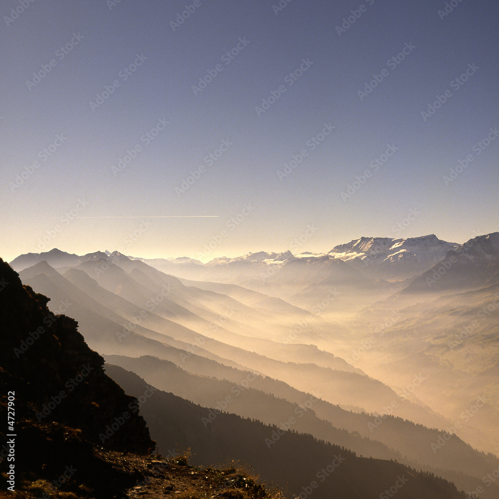 Mountain range from Niesen Kuln, Bernese Oberland, Switzerland