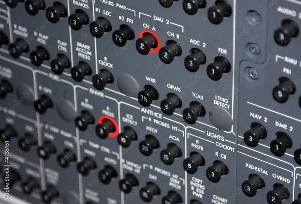 Aircraft circuit breakers Stock Photo Adobe Stock