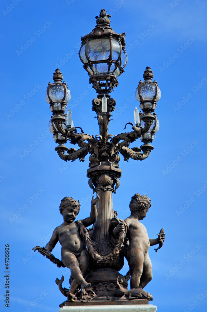 France, Paris: Old lamp-post