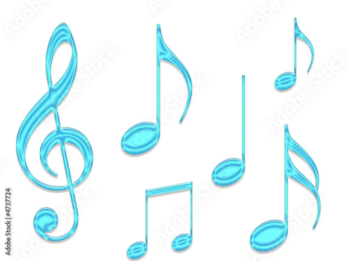 Music notes and clef on white background